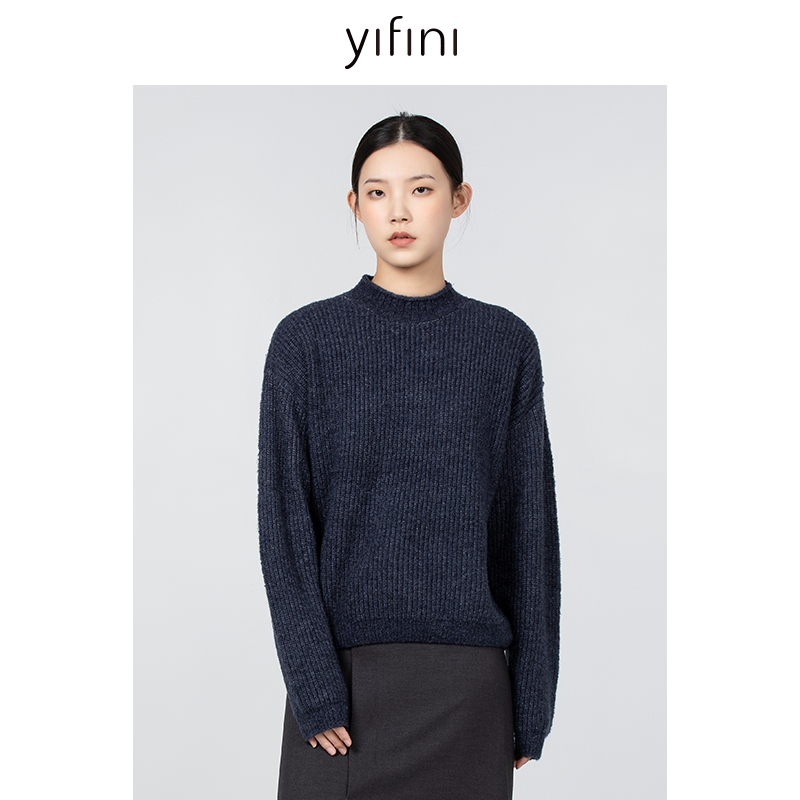 易菲宽松保暖毛衫绒感针织衫