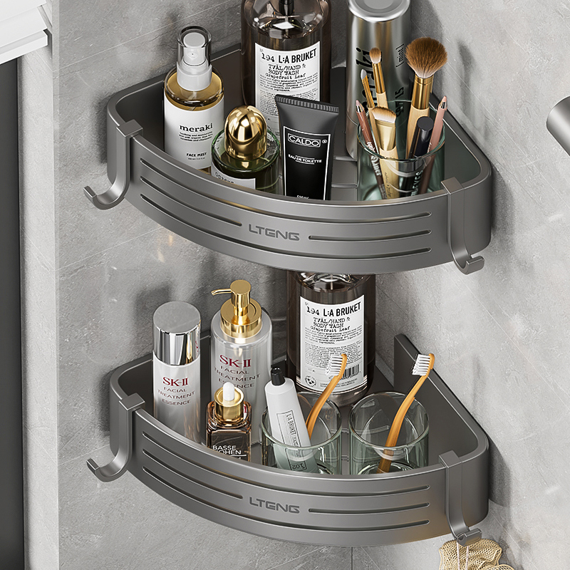 卫生间置物架浴室架子免打孔厕所洗漱台上方三角壁挂洗澡墙角收纳