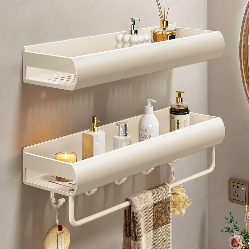 奶白免打孔壁挂式置物架