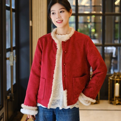 新中式真丝夹棉减龄两面穿外套女