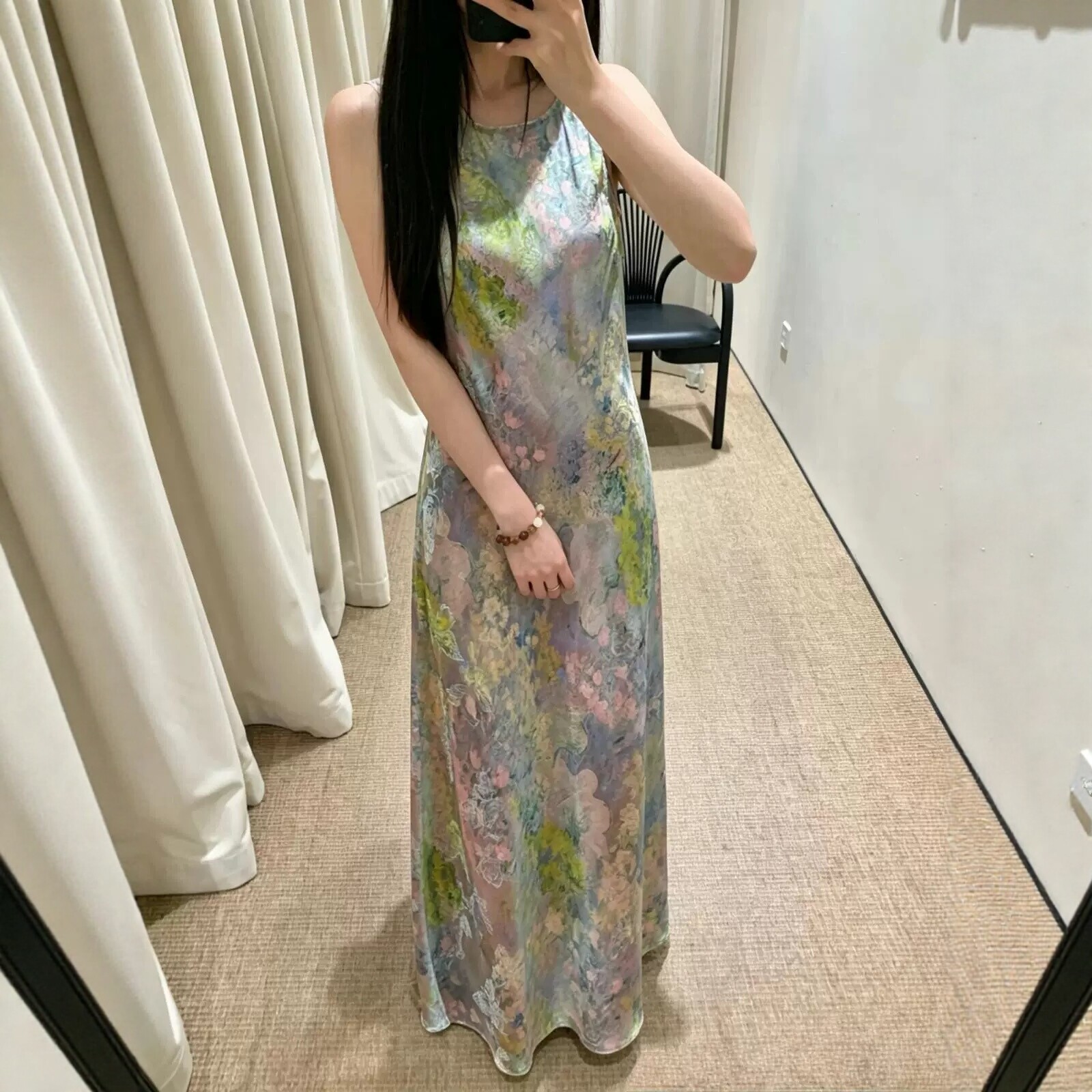 欧货复古风人丝提花香云纱连衣裙