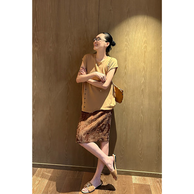 AME  土木花园裙 盛唐美学中古提花空气感松紧腰半裙ZE03BZYL1147