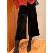 丝绒老钱裤 本然优雅斑斓休闲裤 定染轻感磨毛丝绒裤 紫紫 七分裤