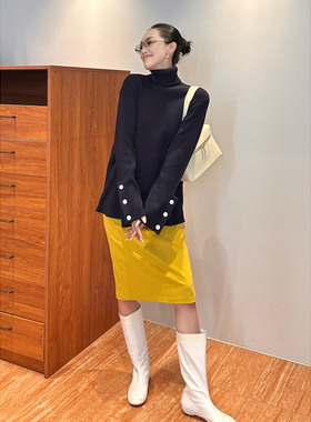 AME 蜜柠开叉裙 佳姐美学蜜糖春夏系列弹力半身裙后开叉包臀半裙