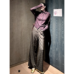 紫紫 中古马儿休闲裤 雕刻美学时尚休闲气质直筒裤端庄优雅休闲裤