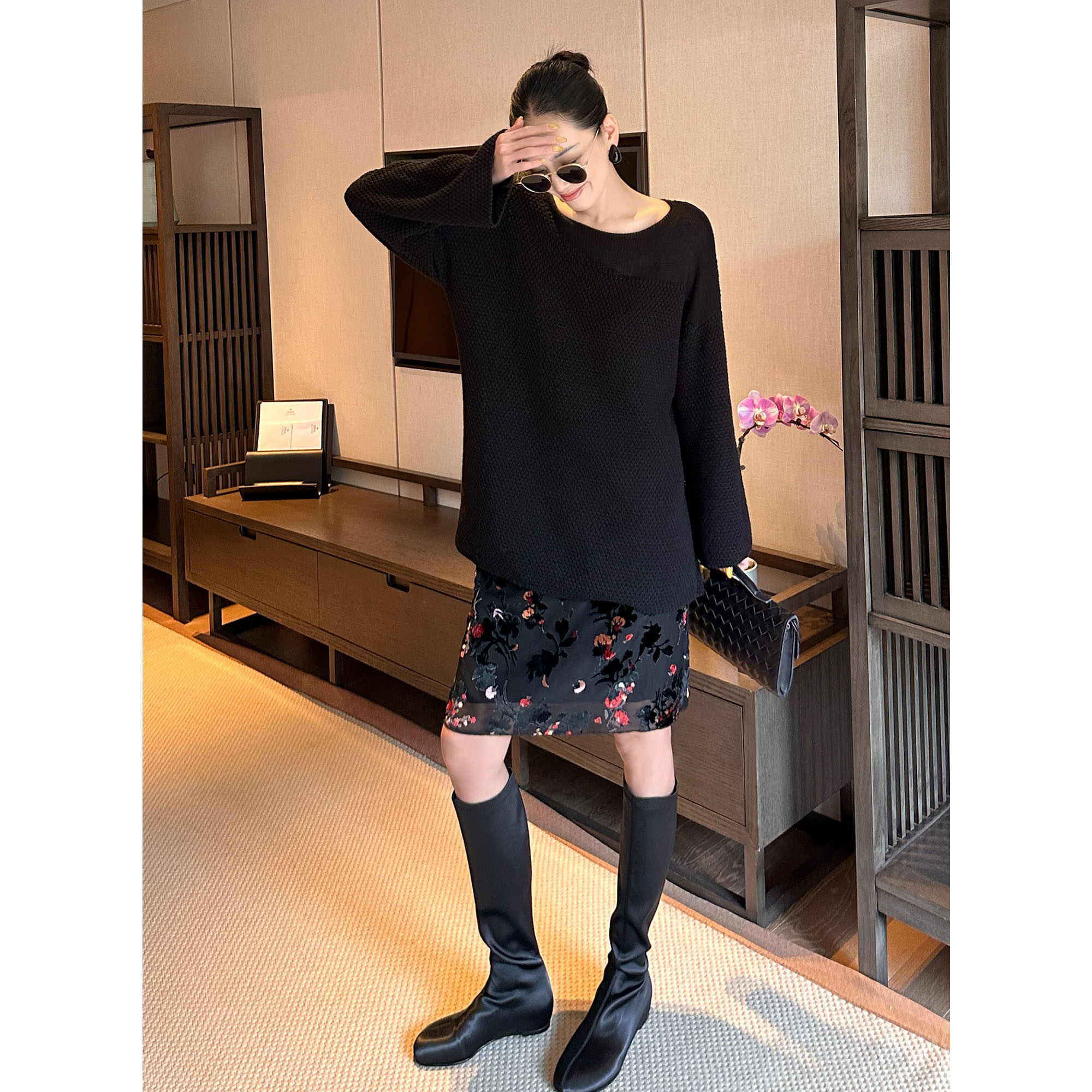 紫紫  桃之夭夭裙   四季叠搭绒感浅中式百搭半身裙ZD10BZHJ266