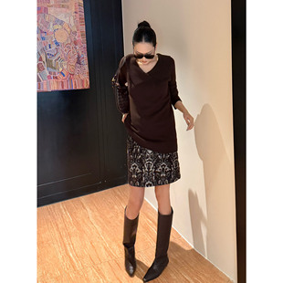 紫紫 暖冬文雅毛衣 琥珀流光风时尚绵羊毛毛衣小众v领长袖上衣女