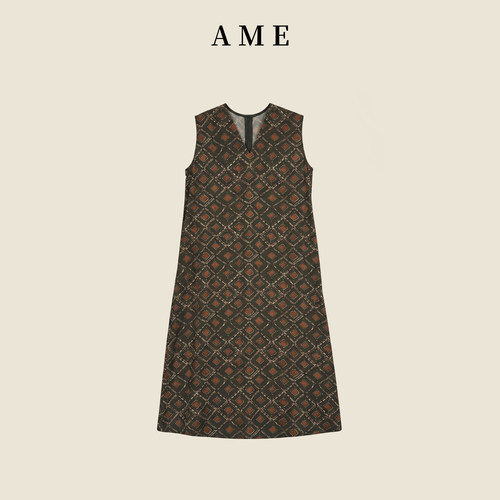 AME叁彩裙盛唐美学菱格