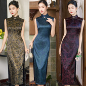 国风显瘦气质长款 新中式 夏季 胖mm巨好看2026新款 旗袍黑色改良大码