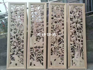 东阳木雕手工雕刻雕花板实木玄关吊顶隔断背景墙酒店宾馆中式定制