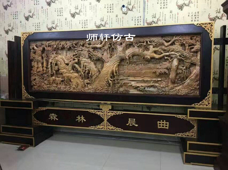 手工红花梨森林高档东阳木雕现货