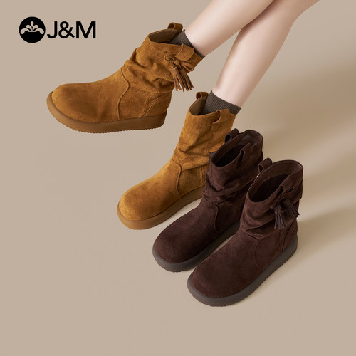 快乐玛丽马丁靴女2025秋季新款厚底防滑休闲切尔西中筒英伦风靴子