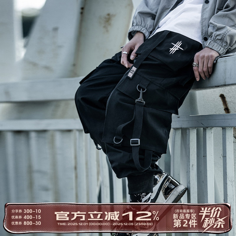 宽松嘻哈AOGZ国潮高街ins工装裤