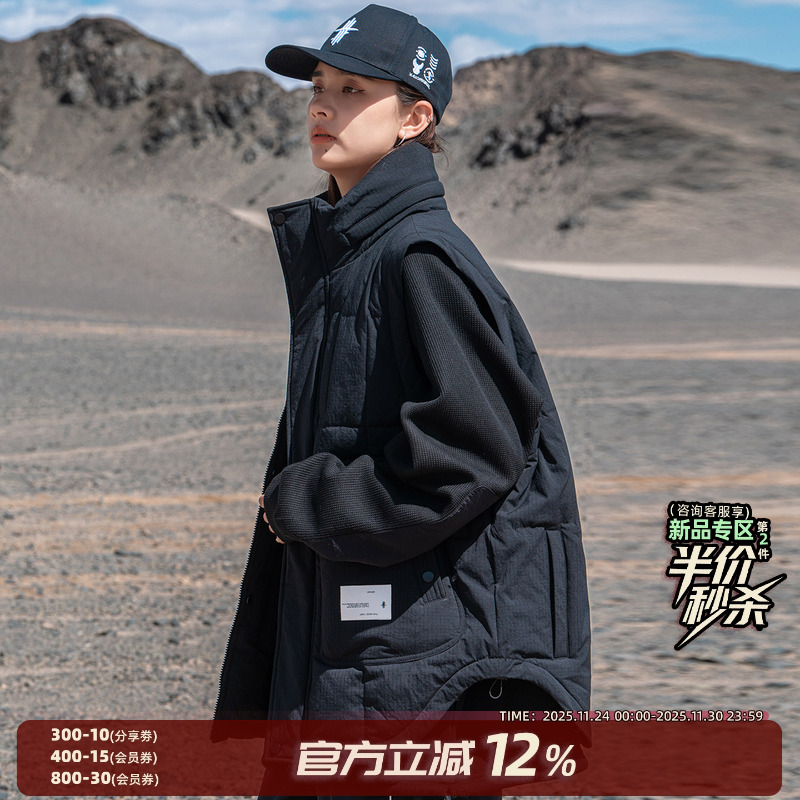 AOGZ可隐藏帽子棉马甲男款秋冬季新款多口袋坎肩外套美式工装背心