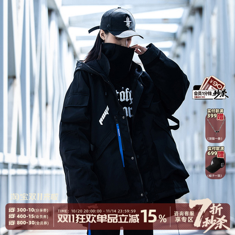 AOGZ连帽秋冬oversize工装冲锋衣