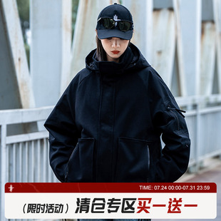 AOGZ国潮牌连帽冲锋衣外套男女秋冬季 夹克 新款 宽松机能风情侣工装