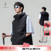 潮牌无袖 AOGZ工装 连帽机能风户外马甲男女生2026春夏新款 外套背心