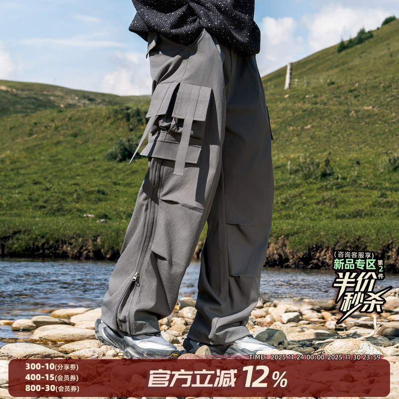 AOGZ美式潮牌工装裤侧拉链长裤子