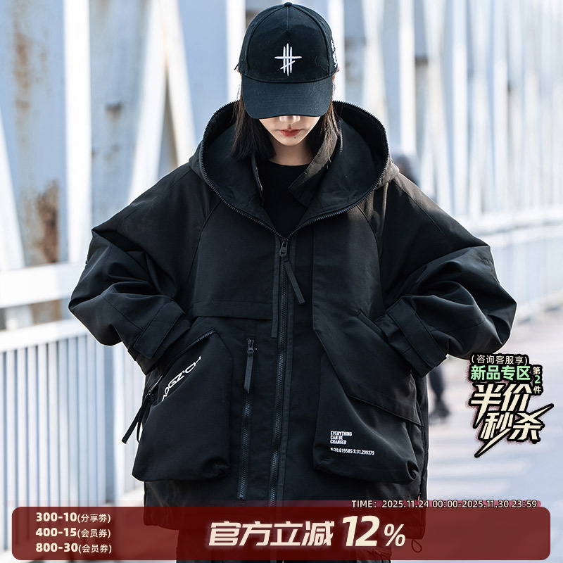 AOGZ春季宽松连帽工装冲锋衣夹克