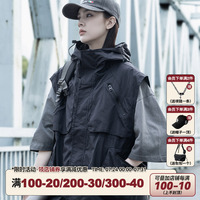 AOGZ戶外潮牌機(jī)能風(fēng)連帽馬甲男女夏季新款多口袋工裝無袖坎肩外套