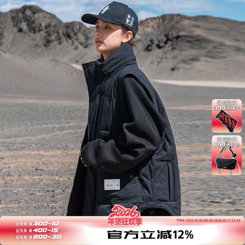 AOGZ可隐藏帽子棉马甲男款秋冬季新款多口袋坎肩外套美式工装背心