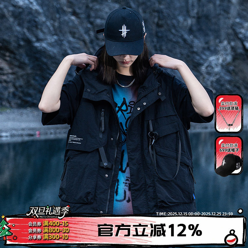 AOGZ马甲男款2025新款工装多口袋薄款户外坎肩马夹机能风战术背心