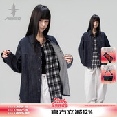 新款 AOGZ假两件宽松利落牛仔衬衫 夹克2026春季 男女生设计感外套潮