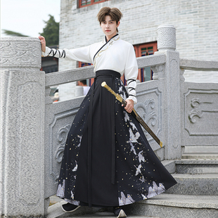 新款原创汉服九破裙男青年学生古装武侠剑客公子仙气飘逸表演团服