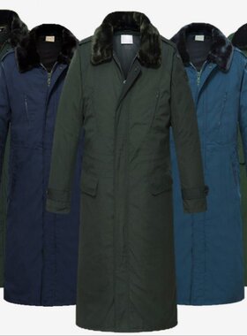 冬季长款常规服大衣绿大衣棉服男加厚新款防寒棉大衣常服棉大衣