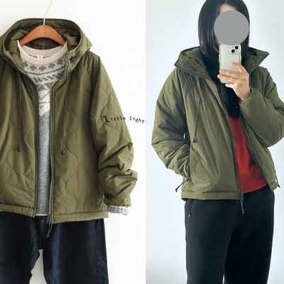 绗缝棉服超轻超暖军绿色户外