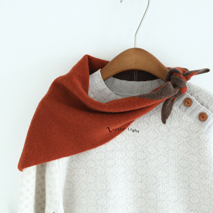 MHL风100%强缩羊毛拼色柔软三角围巾冬日小配件男女同款 英伦风