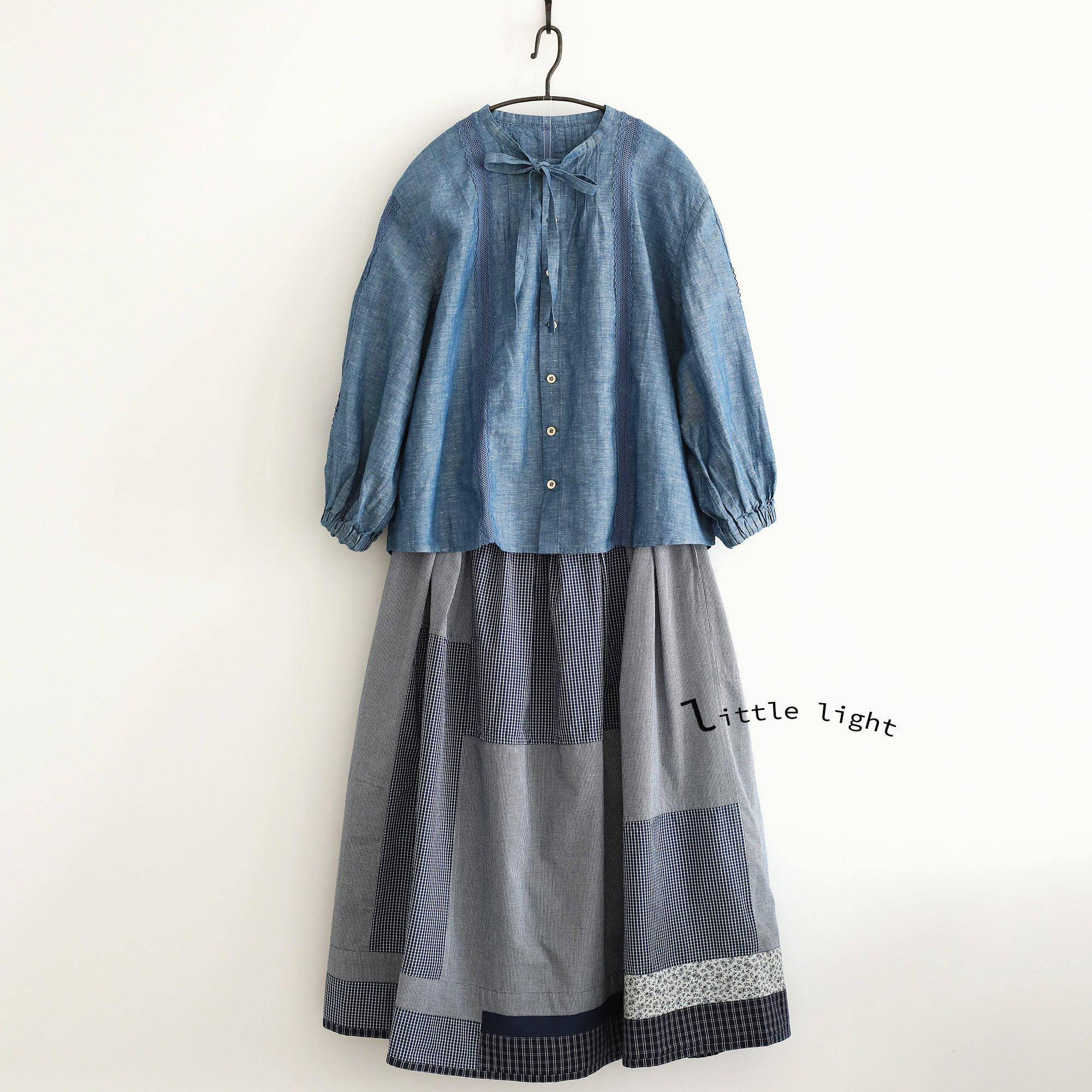 日系贵牌棉麻镂空蕾丝衬衫女士蝴蝶结圆领衬衫