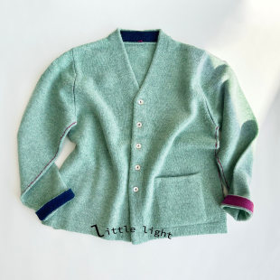 Pp日系羊毛开衫 毛衣外套女士毛衣 贝壳纽扣v领开衫