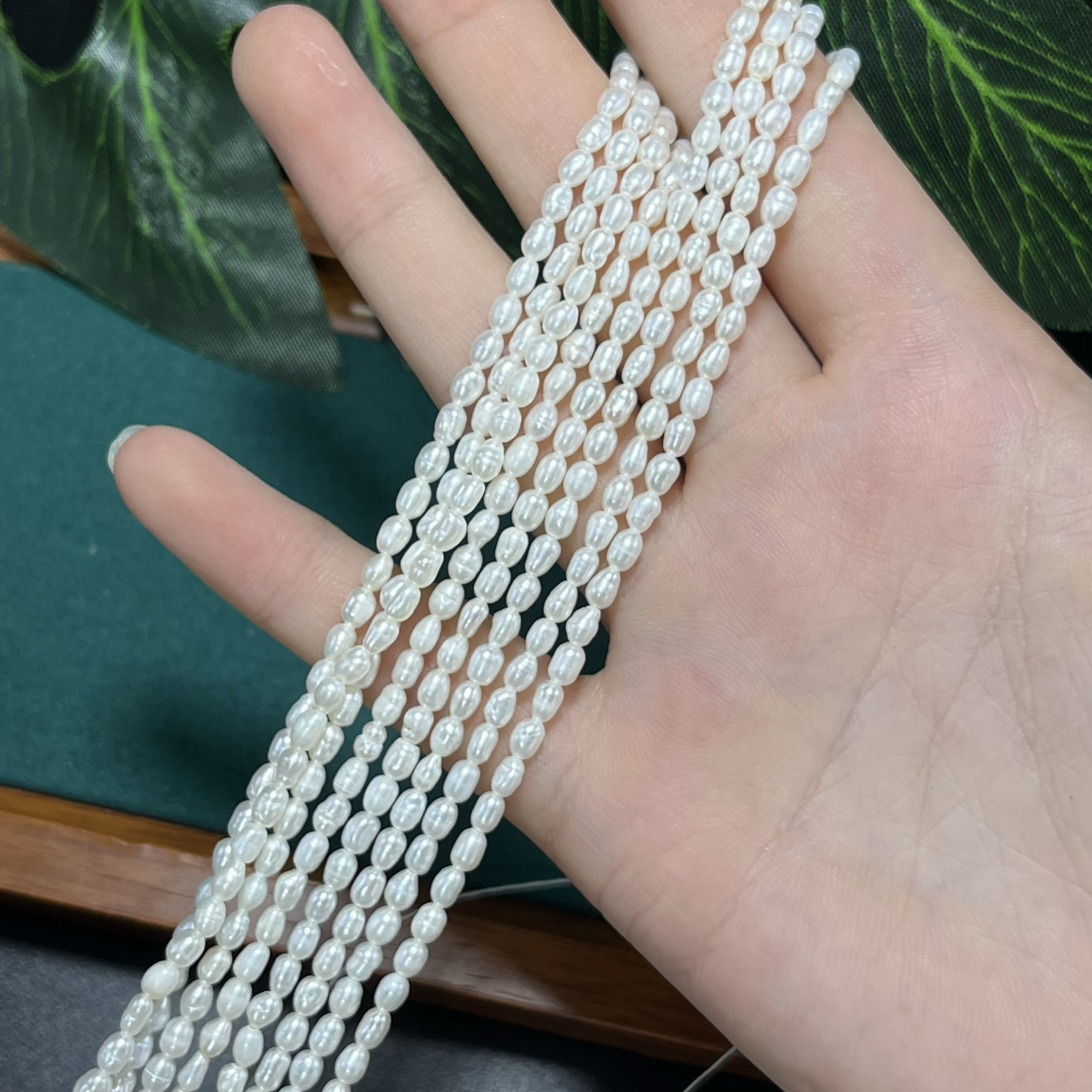 3*5mm天然珍珠极细小珍珠散珠半成品Diy项链手链配珠35厘米长