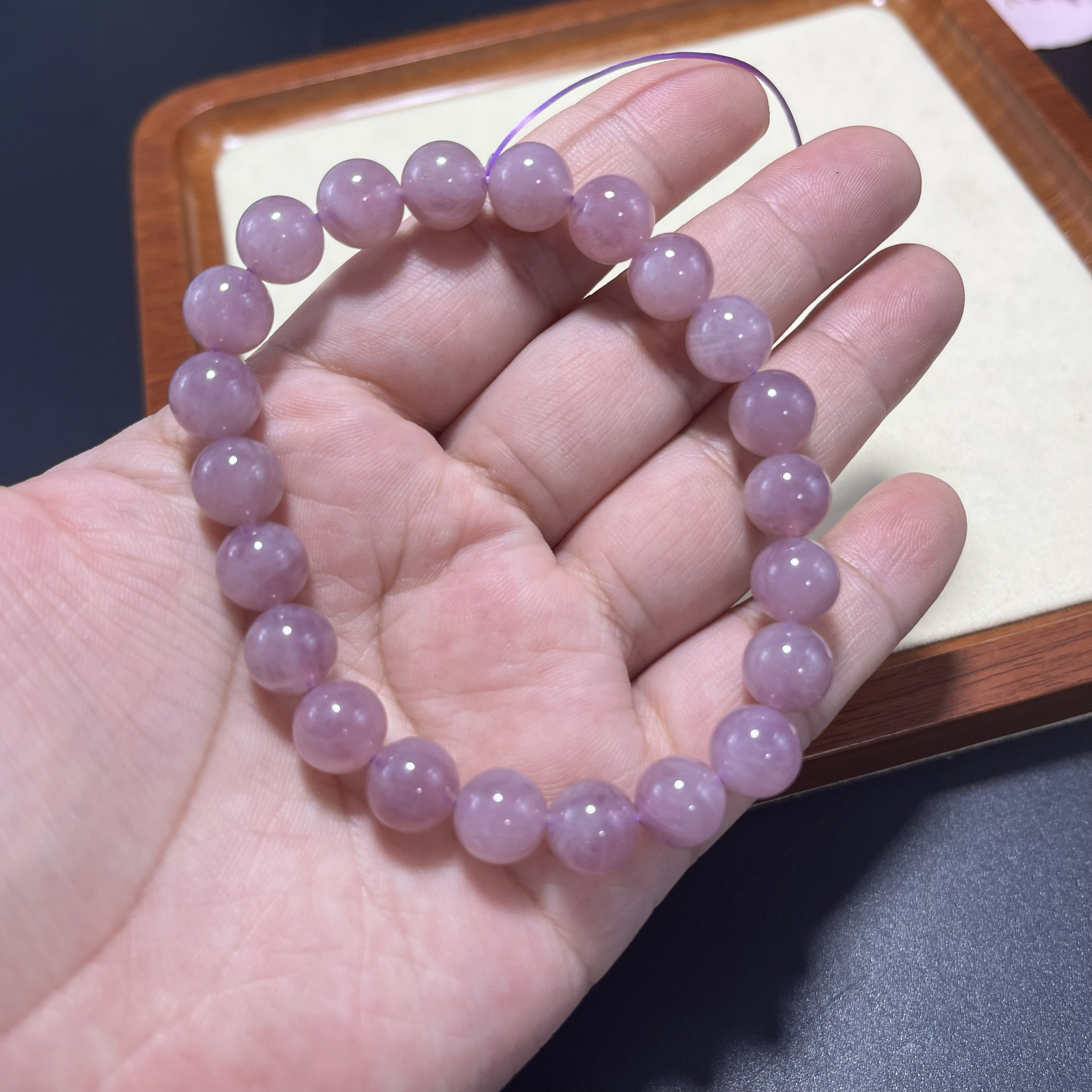 纯天然高品质9mm紫马粉水晶 颜色细腻均匀质地油润手串女理由手链