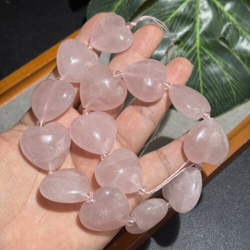 天然粉晶~粉糯感-大桃心爱心款约25*23mm散珠半成品Diy吊坠配珠