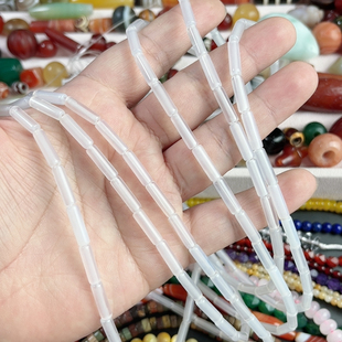 4*13mm白玛瑙圆管珠一条38厘米长DIY项链手链饰品配珠