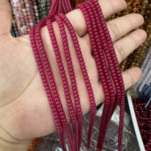 天然红刚玉算盘珠4 2.5mm散珠半成品DIY项链手链配珠红宝串珠车轮
