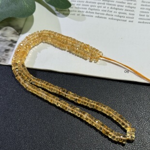 纯天然海西切黄水晶约5mm散珠半成品DIY项链手链配珠隔片车轮珠