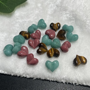 天然石16.7mm天河石红木纹黄虎屁桃爱心款 左右孔DIY项链手链配珠