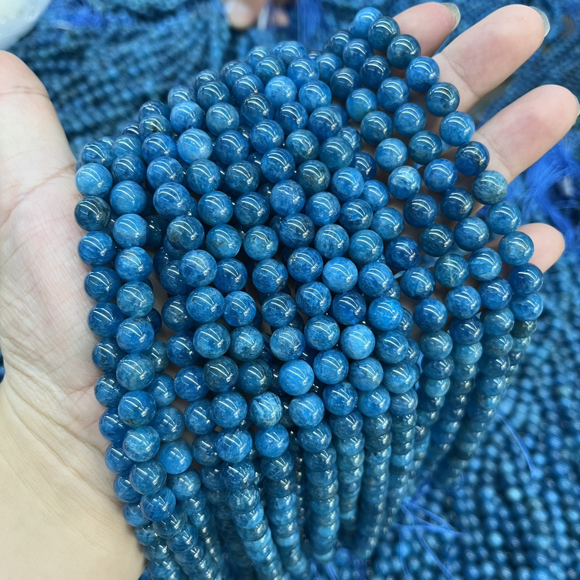 纯天然8mm蓝磷灰圆珠散珠半成品Diy手链项链配珠手工串珠福利价