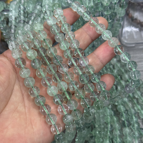 6/8mm天然绿萤石圆珠散珠bling ~水晶半成品DIY项链手链配珠，