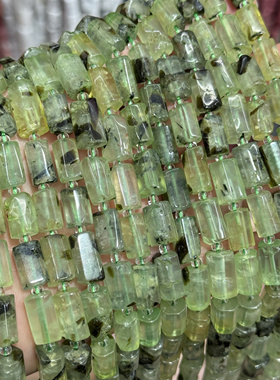 绿色天然葡萄绿发原石柱型条珠diy散珠配件饰品配珠串珠约7*12mm