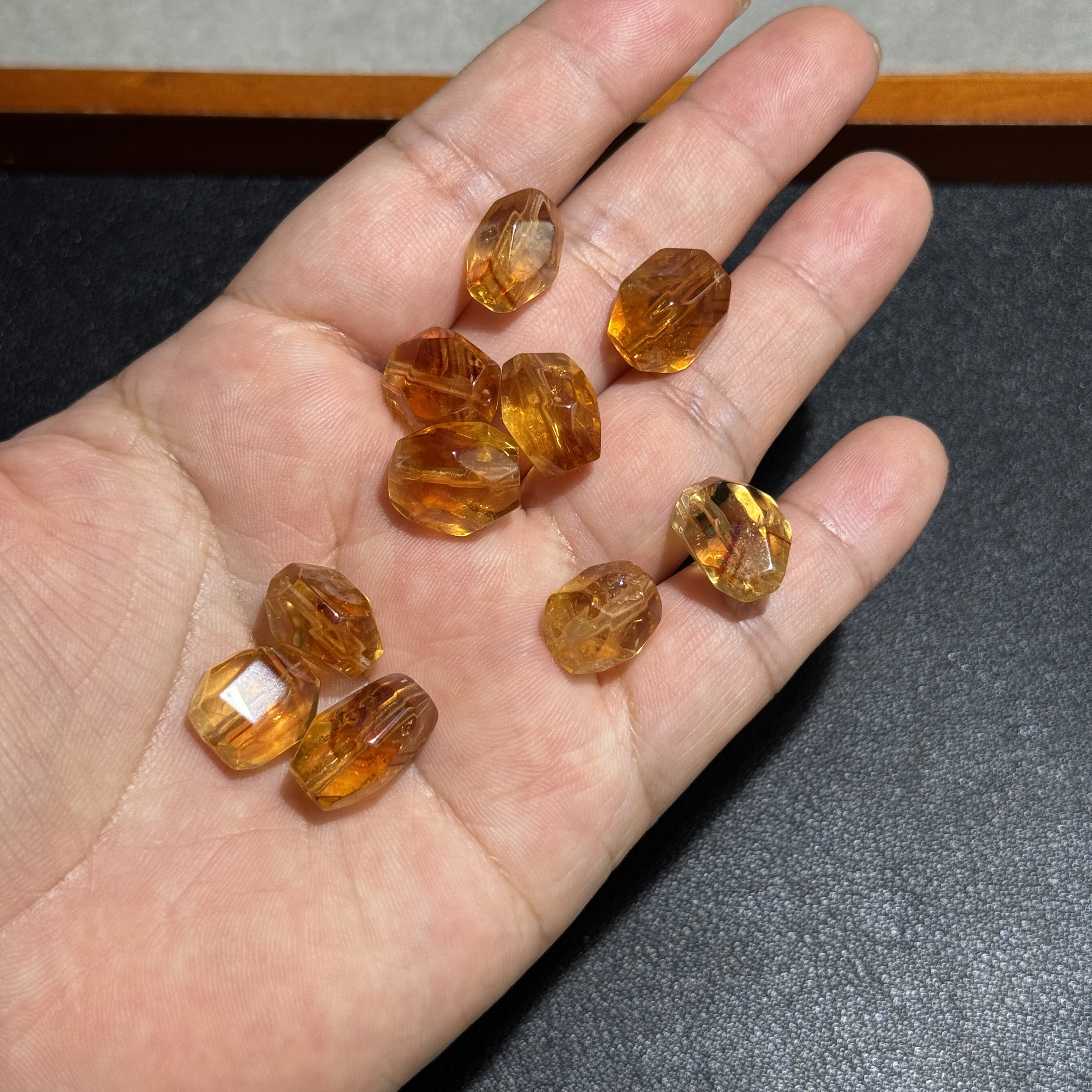 5颗装/天然石黄塔晶黄水晶不规则异形珠约11*13mm散珠Diy项链手链