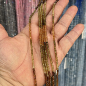 品质很好 约2.9 1.6mm天然渐变黄碧玺算盘珠散珠DIY项链手链配珠