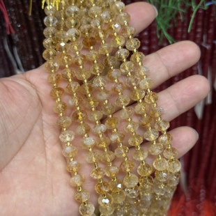 6*9mm切面算盘黄水晶天然石散珠半成品Diy项链手链配珠