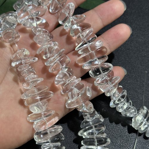 纯天然高品质白水晶约18*5mm中孔散珠半成品-20cmDiy项链手链配珠