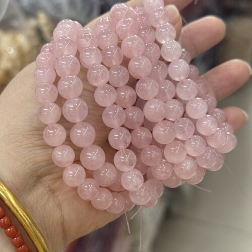 福利性价比高-品质好8-9mm天然粉晶圆珠手串女饰品配珠手链配珠