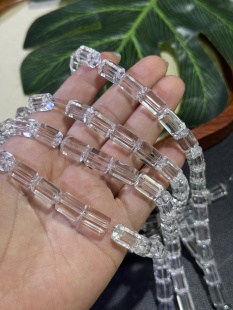 约8*12mm/6颗更划算精选天然白水晶多棱净体管珠Diy项链手链配珠