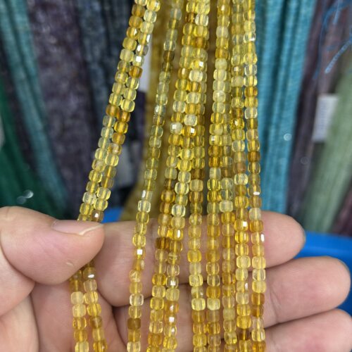 3mm天然A级黄澳宝方糖散珠半成品DIY项链手链配珠